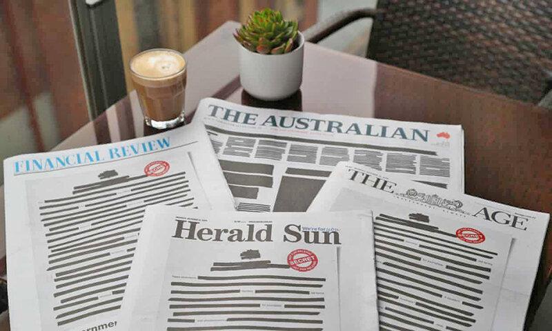 اعتراض به تحدید آزادی بیان ، صفحه اول روزنامه های استرالیا سیاه شد