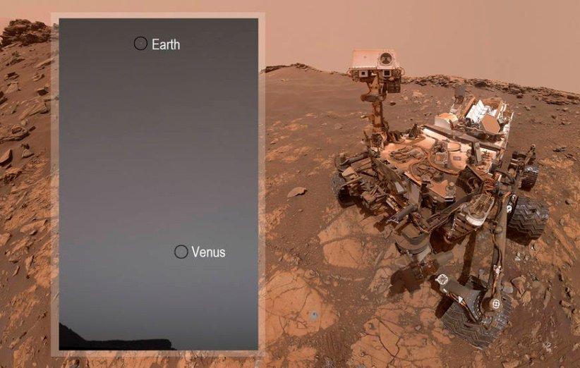 تصویر مریخ نورد کنجکاوی از زمین و زهره در آسمان غبارآلود مریخ